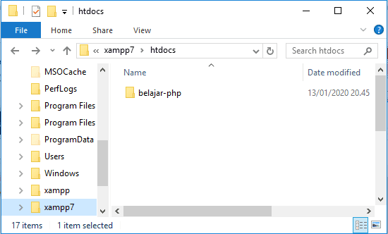 cara menjalankan script php di xampp