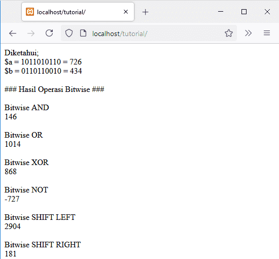 pengertian operator bitwise di php