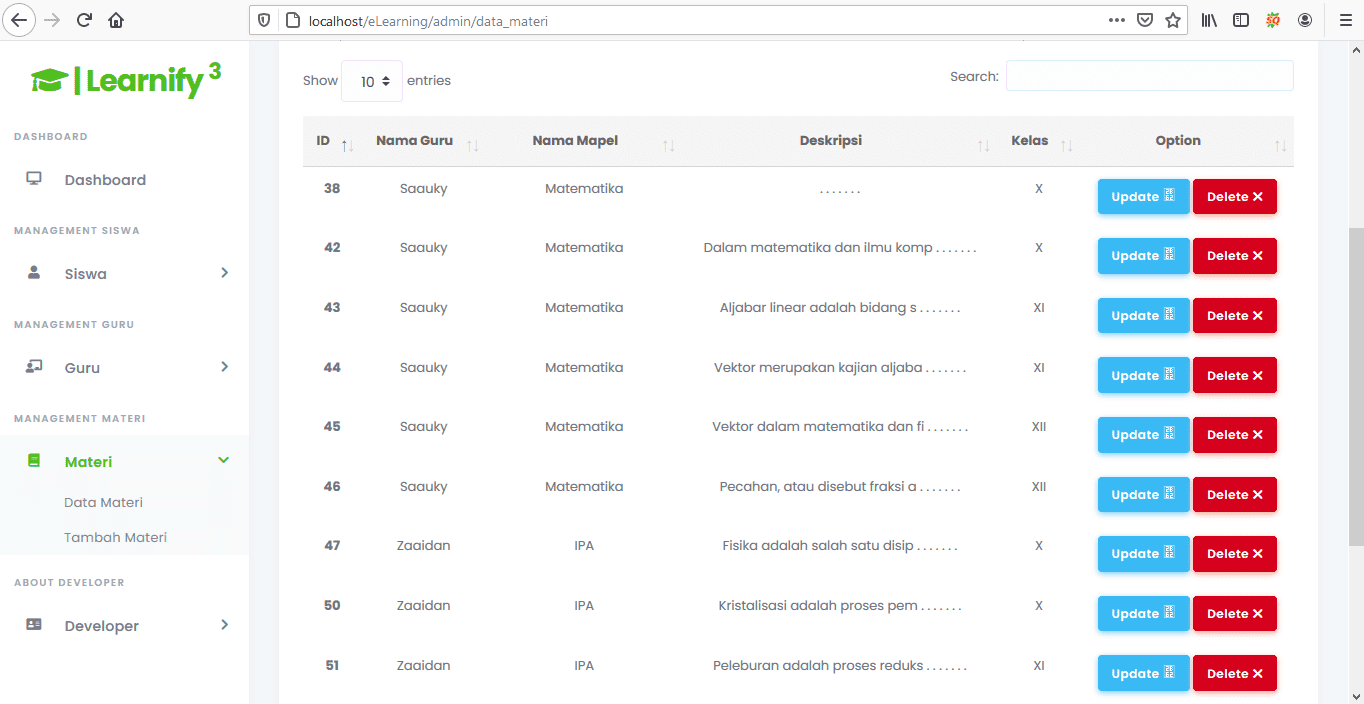program aplikasi e learning berbasis web