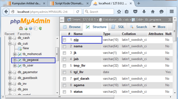 script kode otomatis php mysql
