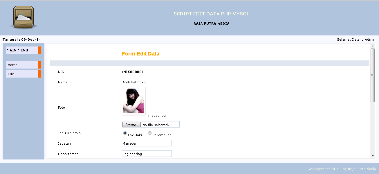 script php update database mysql